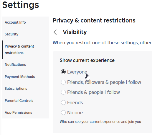 How to change your privacy setting